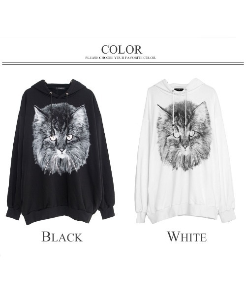 パーカー 「CIVARIZE/シヴァーライズ」猫プリントプルオーバーパーカー