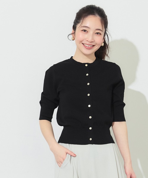 HERMES 半袖 カーディガン ブラック ホワイト coca（コカ） カーディガン uvカット 夏 半袖 ＼再入荷／ UVカット半袖