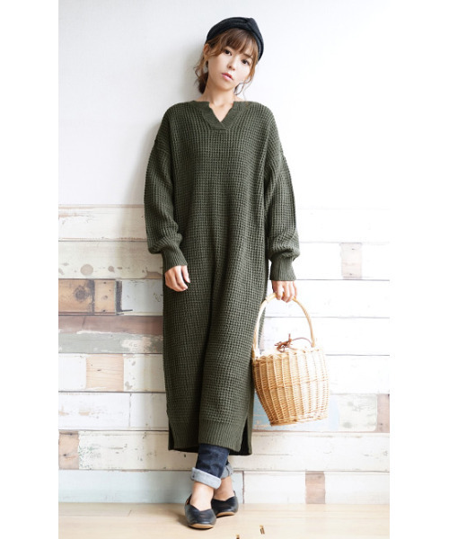 「e-zakkamania stores」 ニットワンピース M グリーン系その他 レディース_画像9