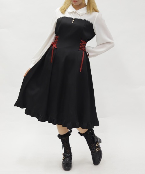 axes femme POETIQUE ワンピース ビスチェ切替バイカラーワンピース