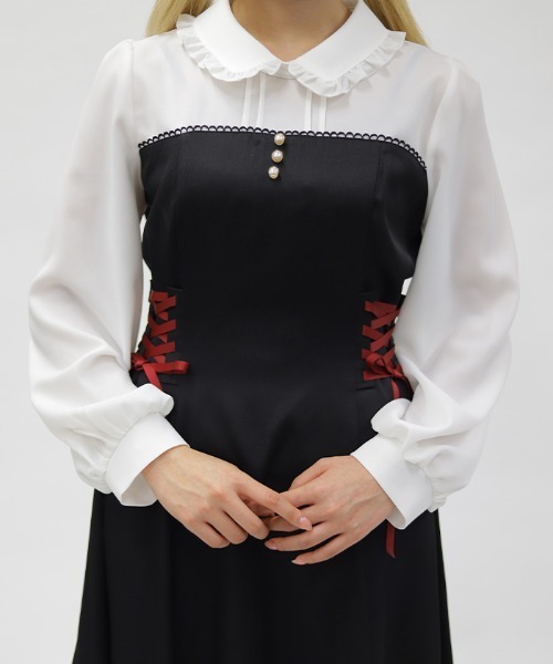 axes femme POETIQUE ワンピース ビスチェ切替バイカラーワンピース