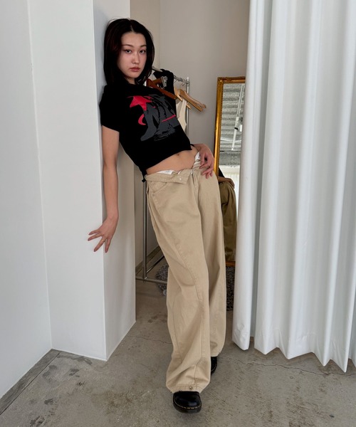 「FOLLOWIN」 チノパンツ SMALL カーキ レディース_画像6