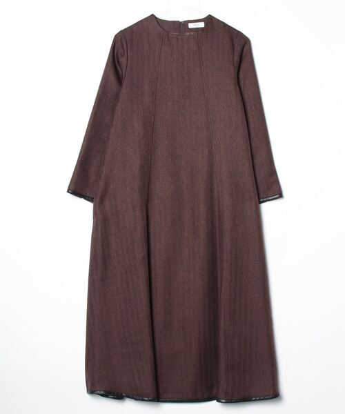 「SHIPS any」 長袖ワンピース ONE SIZE ブラウン レディースの画像
