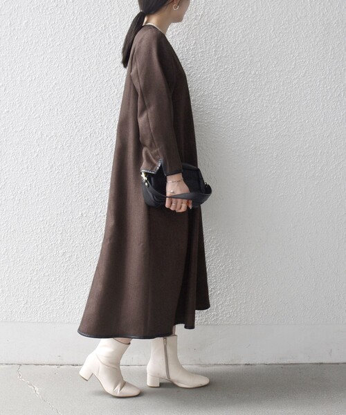 「SHIPS any」 長袖ワンピース ONE SIZE ブラウン レディースの画像