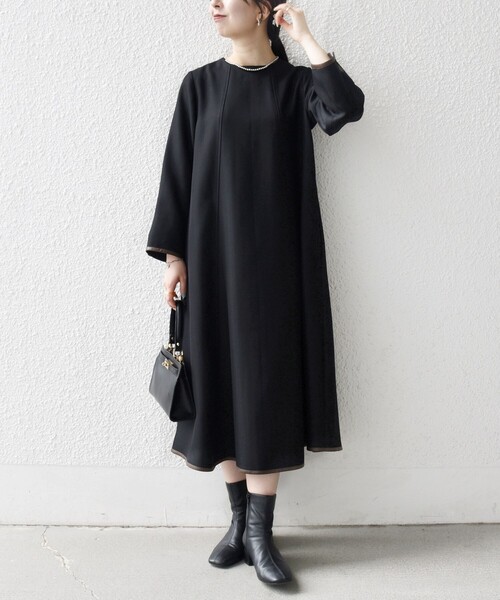 「SHIPS any」 長袖ワンピース ONE SIZE ブラウン レディースの画像