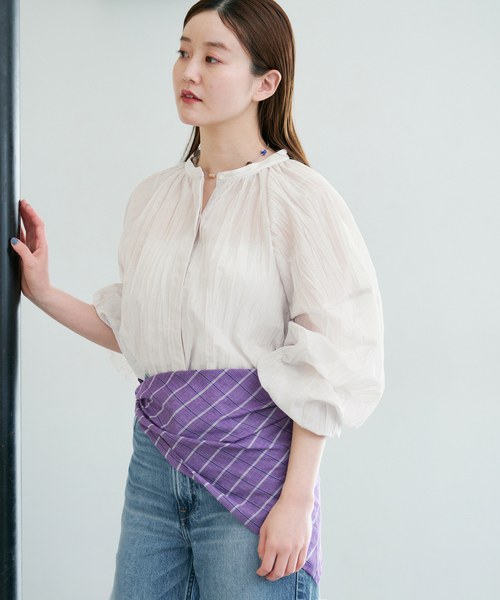 19SS　グレースコンチネンタル　バックプリーツシャツブラウス　イエナ IENA（イエナ） ブラウス シャツ ランダムプリーツブラウス レディース