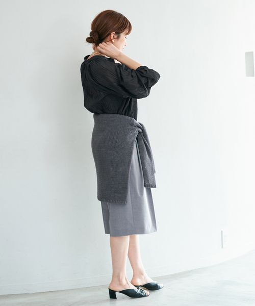 【試着のみ】IENA シフォンブラウス 黒 IENA（イエナ）の「シフォンドビーカシュクールブラウス（シャツ