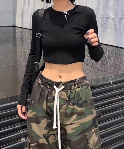 「MEMECLE」 カーゴパンツ S グリーン レディース_画像2