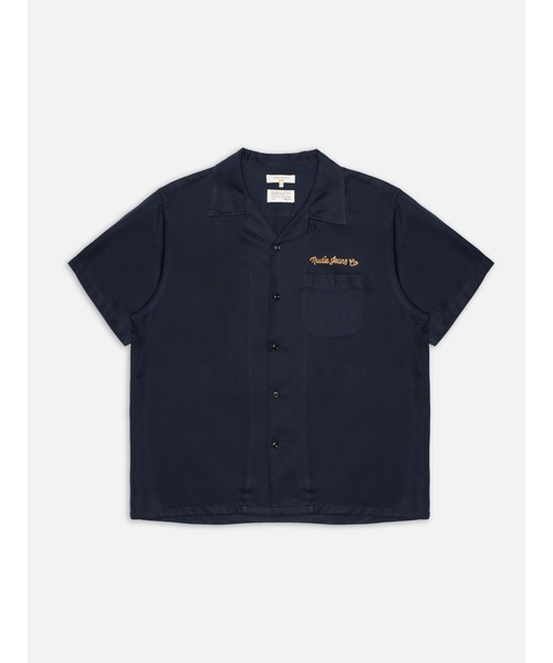【新品】50%OFF ヌーディージーンズ ネイビー ボーリングシャツSサイズ Nudie Jeans（ヌーディージーンズ） シャツ Arthur Bowling Shirt 8