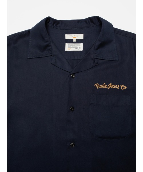 【新品】50%OFF ヌーディージーンズ ネイビー ボーリングシャツSサイズ Nudie Jeans（ヌーディージーンズ） シャツ Arthur Bowling Shirt 8