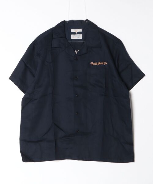 【新品】50%OFF ヌーディージーンズ ネイビー ボーリングシャツSサイズ Nudie Jeans（ヌーディージーンズ） シャツ Arthur Bowling Shirt 8