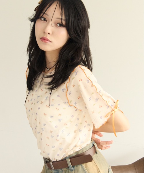 kutir（クティール） tシャツ 「新色追加」半袖アソート袖リボンシアー