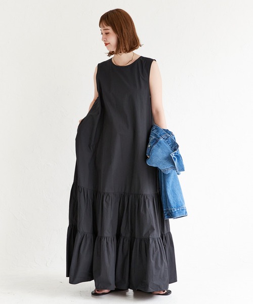 「B.C STOCK」 「Simplicite」ノースリーブワンピース M ブラック レディース_画像3