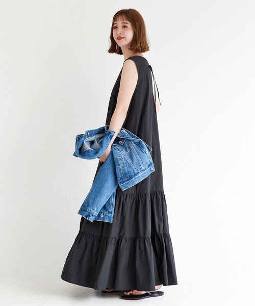 「B.C STOCK」 「Simplicite」ノースリーブワンピース M ブラック レディース_画像4