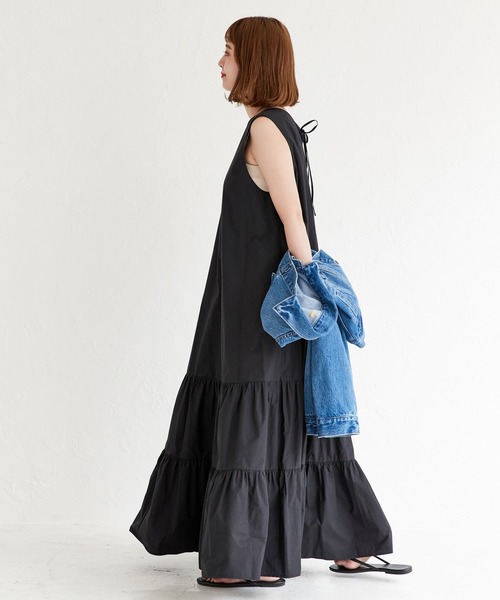 「B.C STOCK」 「Simplicite」ノースリーブワンピース M ブラック レディース_画像5