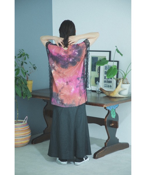 「OKIRAKU」 半袖カットソー ONE SIZE ブルー レディース_画像3