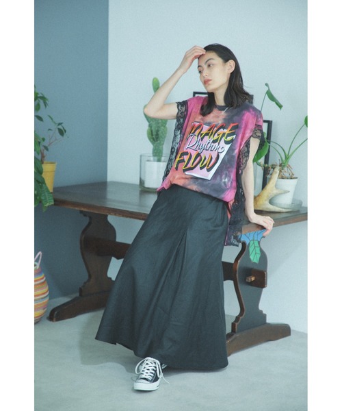 「OKIRAKU」 半袖カットソー ONE SIZE ブルー レディース_画像8