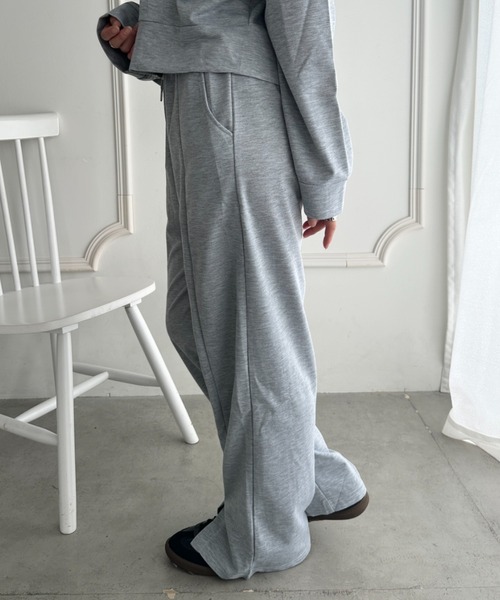 CLEA セットアップ セーラーカラージップトップス×スリットパンツ