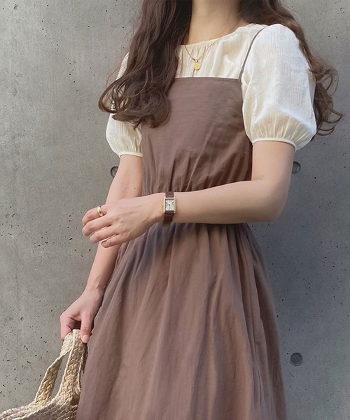 「LAUIR」 キャミソールワンピース MEDIUM ブラウン レディース_画像3