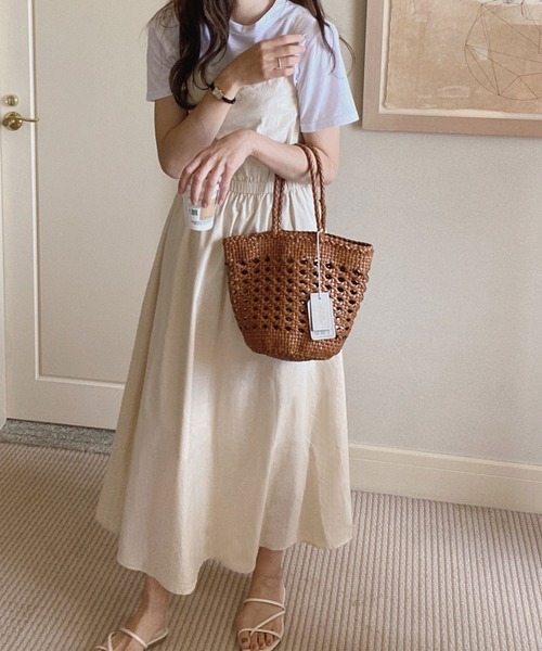 「LAUIR」 キャミソールワンピース MEDIUM ブラウン レディース_画像4