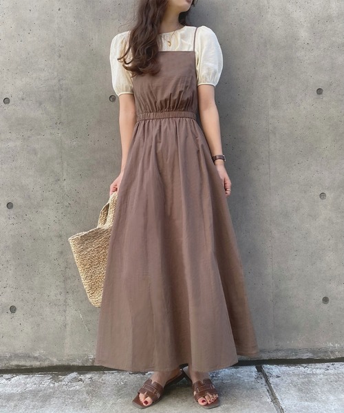 「LAUIR」 キャミソールワンピース MEDIUM ブラウン レディース_画像7