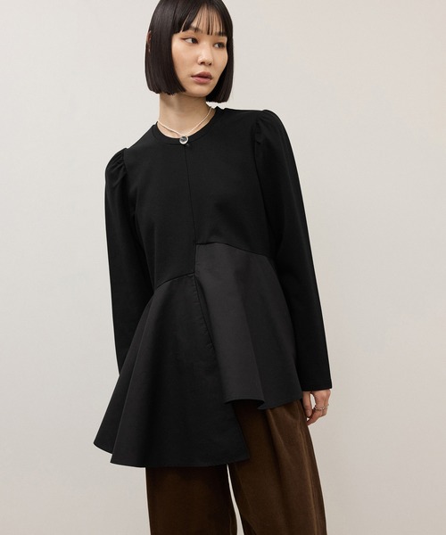 美品✨HERMES ベロアドレープ長袖カットソー 黒 34 シルク混 フランス製 ADAM ET ROPE'（アダムエロペ） tシャツ 「WEB限定」・「定番」フリル