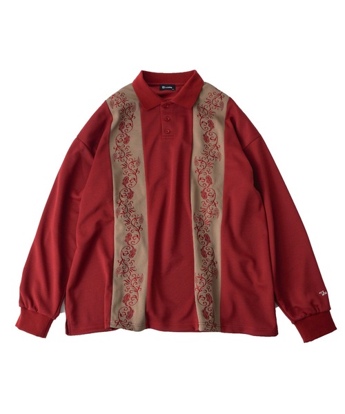 「Subciety」 長袖ポロシャツ X-LARGE ネイビー メンズ_画像4