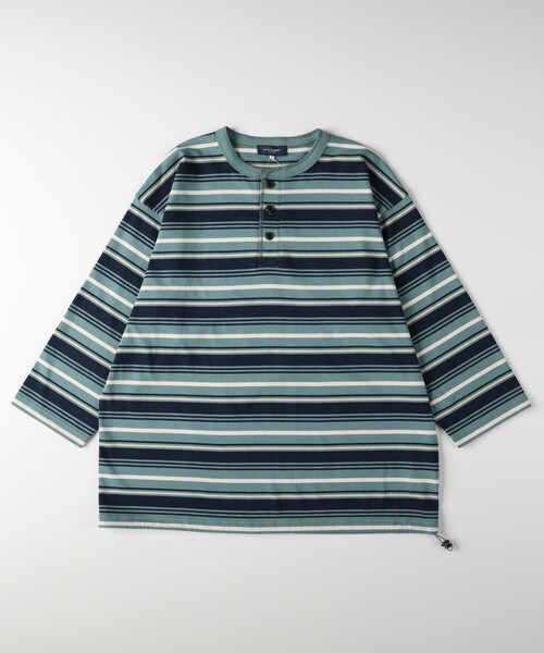 BACK NUMBER ヘンリーネック tシャツ マルチボーダーヘンリーロンT