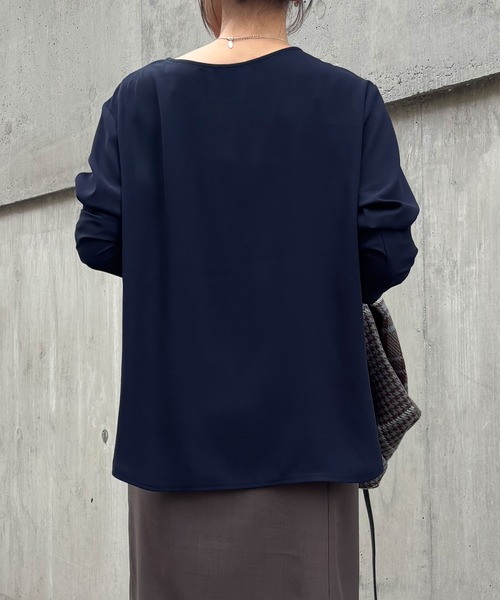 COLLAGE GALLARDAGALANTE 長袖ブラウス ネイビー F COLLAGE GALLARDAGALANTE（コラージュ ガリャルダガランテ） ブラウス