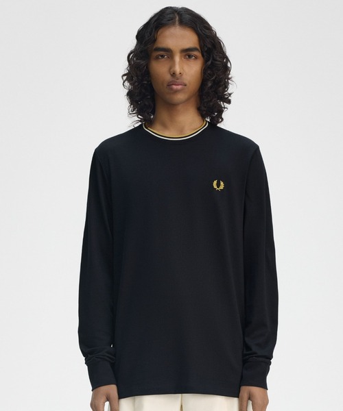 ★英国発/送関込*FRED PERRY*新作*Twin Tipped長袖Tシャツ/NV★ FRED PERRY tシャツ Twin Tipped Long Sleeve T-Shirt／フレッド
