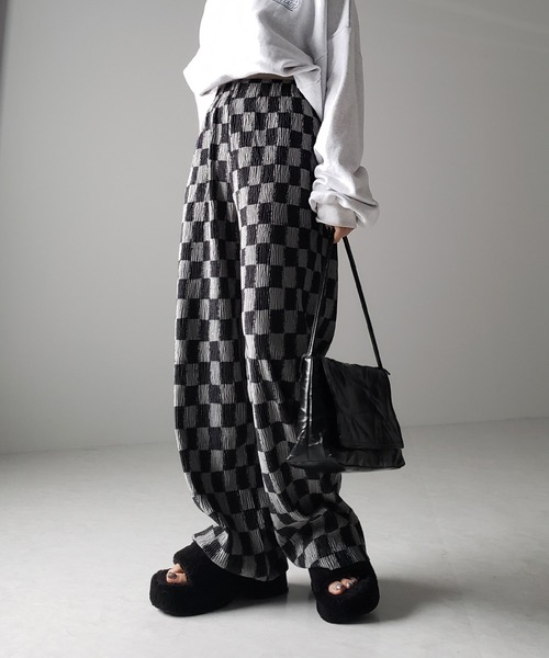 me+em select パンツ 「 3COLOR 」ブロックチェックスムース