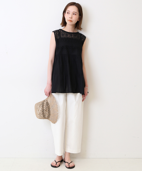 SLOBE IENA シャツ ブラウス レースピンタックノースリーブ