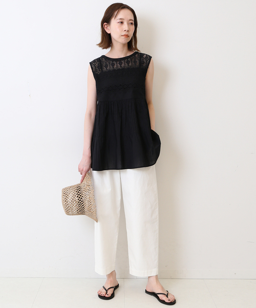 SLOBE IENA - 【新品】SLOBE IENAスローブイエナ レースピンタックノースリーブブラウス SLOBE IENA（スローブイエナ） シャツ ブラウス レースピンタック