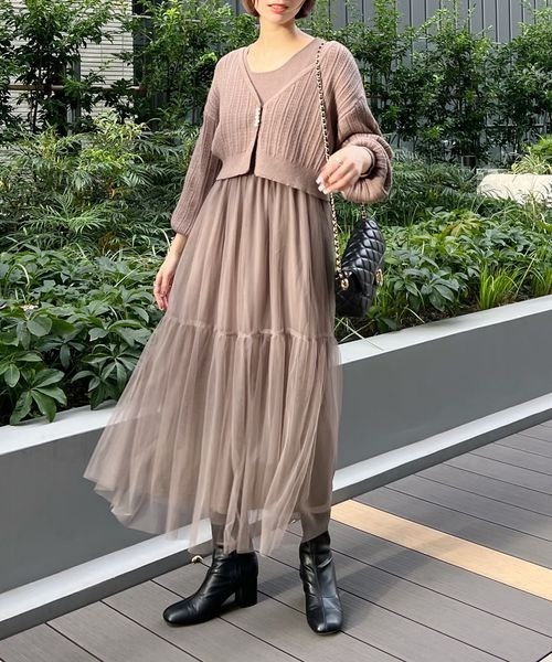 mysty woman ワンピース チュールドッキング2Pワンピース