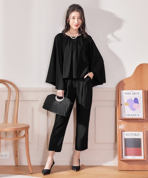 DRESS+ パンツドレス パンツ セットアップ 袖付き パーティー