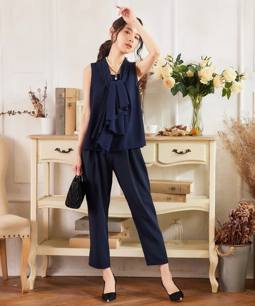 パンツドレス DRESS+ パンツドレス パンツ セットアップ 袖付き パーティー