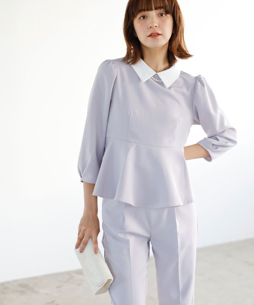 GeeRA（ジーラ） セットアップ ミニ衿ペプラムデザインセットアップ