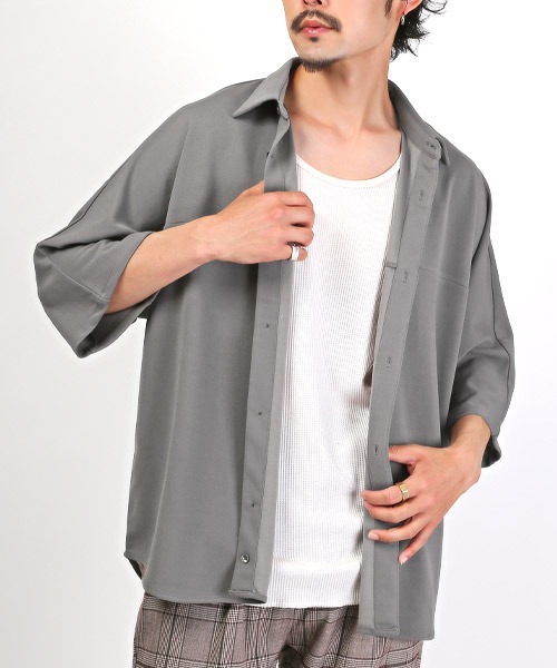 LUXSTYLE シャツ ドルマンスリーブ半袖BIGシャツ メンズ