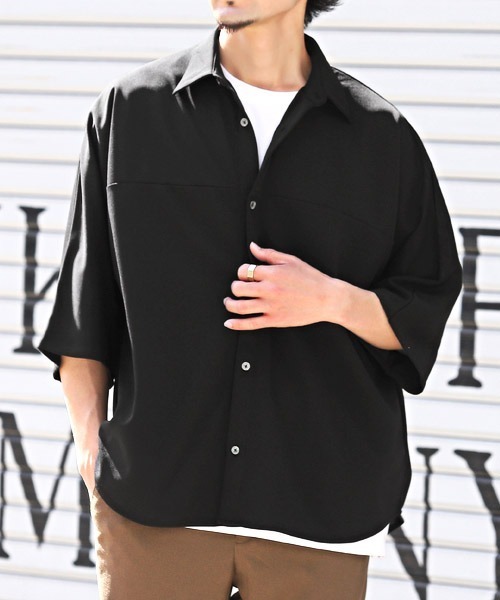 LUXSTYLE シャツ ドルマンスリーブ半袖BIGシャツ メンズ