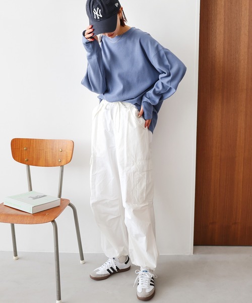 andme tシャツ ワッフル指穴長袖トップス レディース : ZOZOTOWN