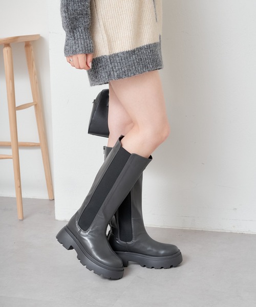 Chico（チコ） ブーツ 厚底サイドゴアロングブーツ レディース