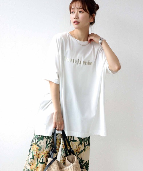 tシャツ 箔プリントスーパーBIG Tシャツ レディース