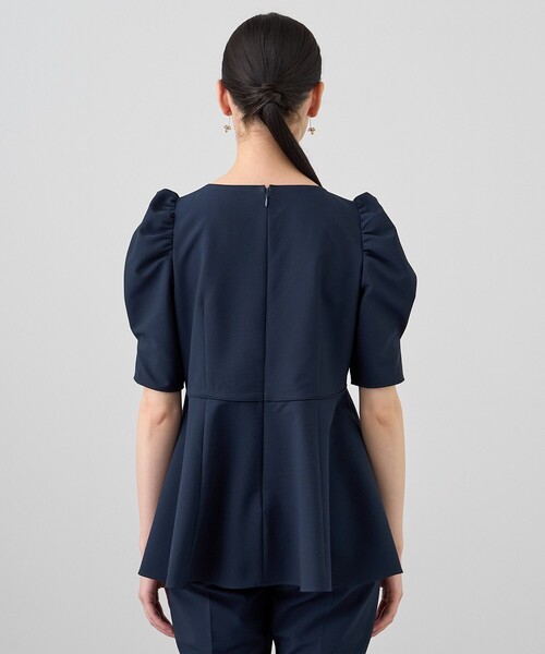 ブラウス シャツ 「セットアップ対応商品」サッカーストレッチペプラムブラウス レディース ANAYI ブラウス シャツ 「セットアップ対応商品」サッカー