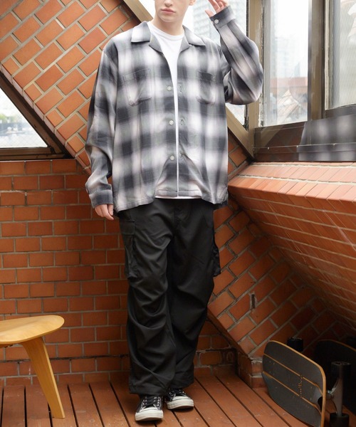 HOUSTON（ヒューストン） シャツ レーヨンオンブレチェックシャツ