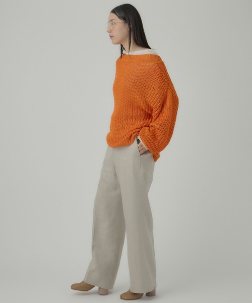 パンツ スラックス Chaos(カオス)/リネンヘリンボンストレートパンツ  