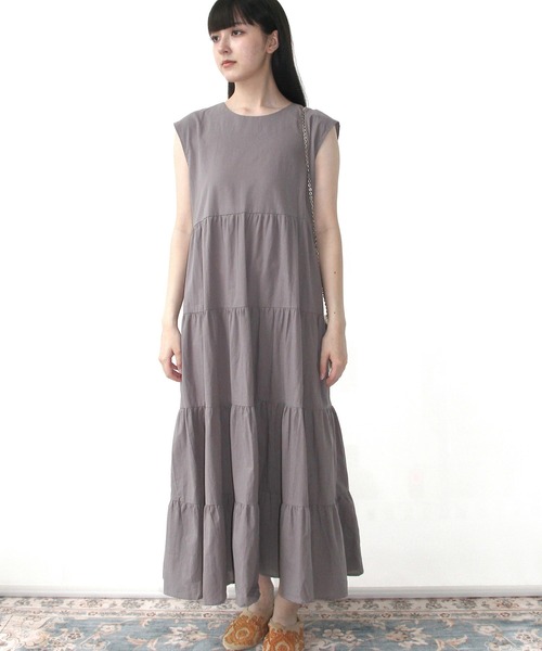 H.TOKYO ワンピース マキシ丈 フレンチスリーブ ティアード