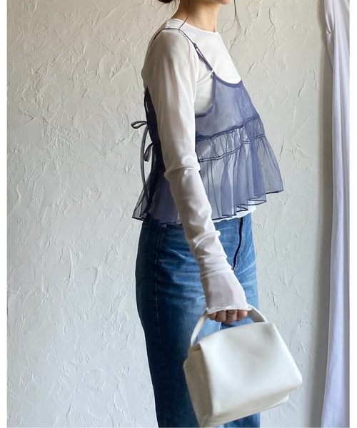 She's Closet キャミソール 2WAYショート丈フロントリボン
