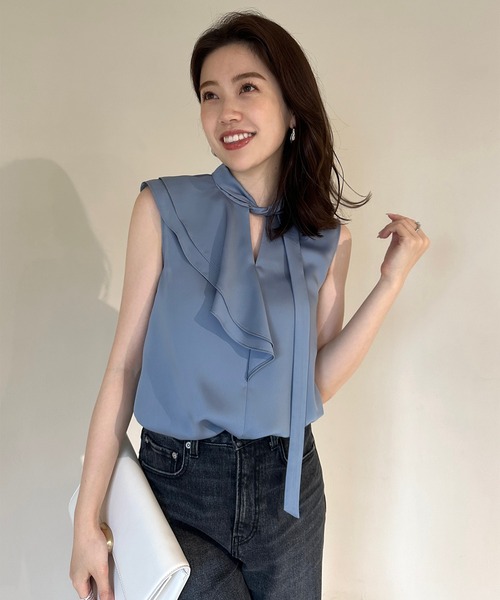 anuans（アニュアンス） ブラウス シャツ アシメフレアヨークブラウス 