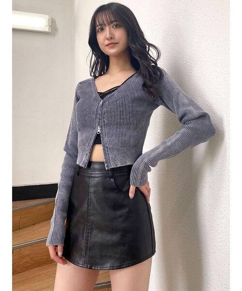 GYDA ニット セーター ブリーチWファスナーリブニットトップス