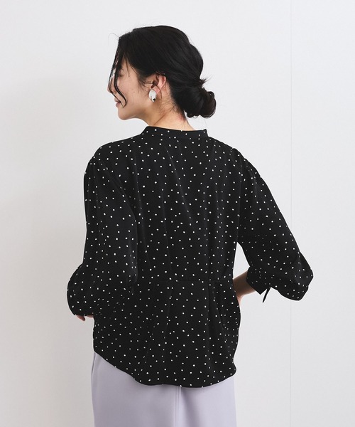 ブラウス シャツ 「洗える」ドットウエストタックブラウス レディース VIS ブラウス シャツ 「洗える」ウエストタックブラウス